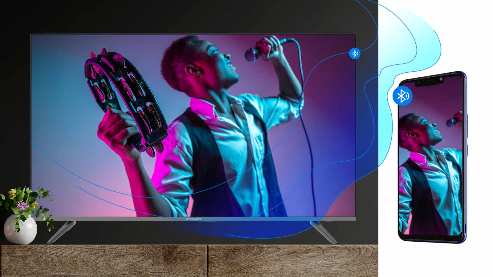اتصال بیسیم تلویزیون 55 اینچ ایکس ویژن