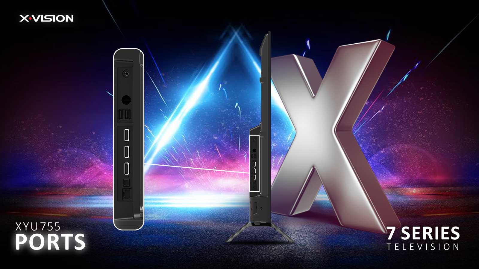 تصویر ورودی تلویزیون UHD 4K هوشمند ایکس‌ویژن سری 7 مدل XYU755