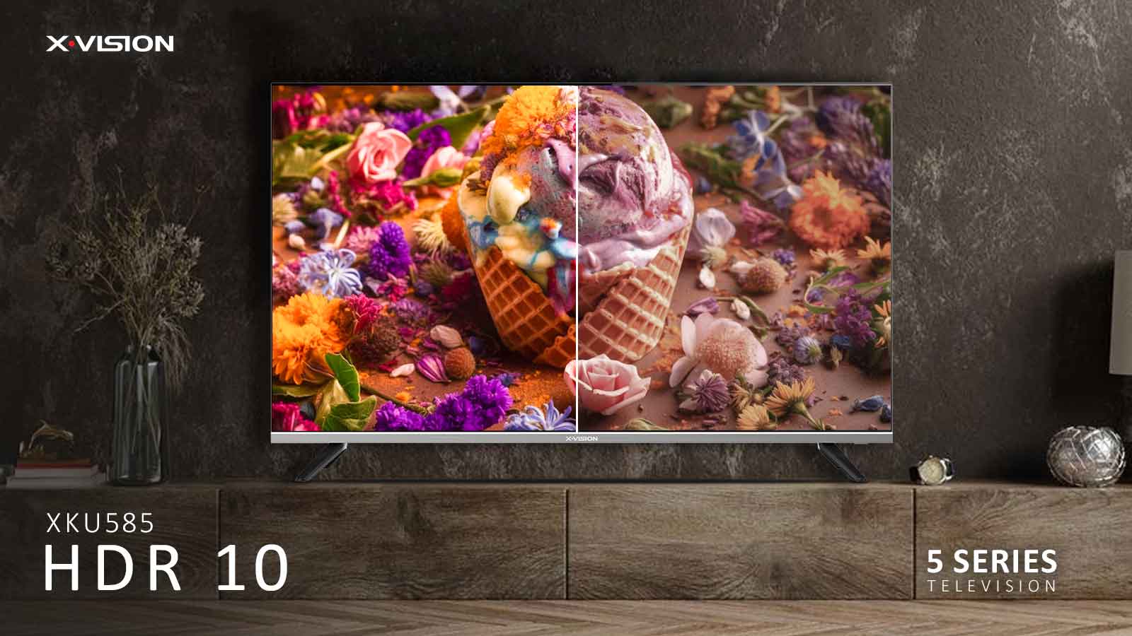 تصویری از قابلیت HDR10 تلویزیون UHD 4K هوشمند ایکسویژن سری 5 مدل XKU585