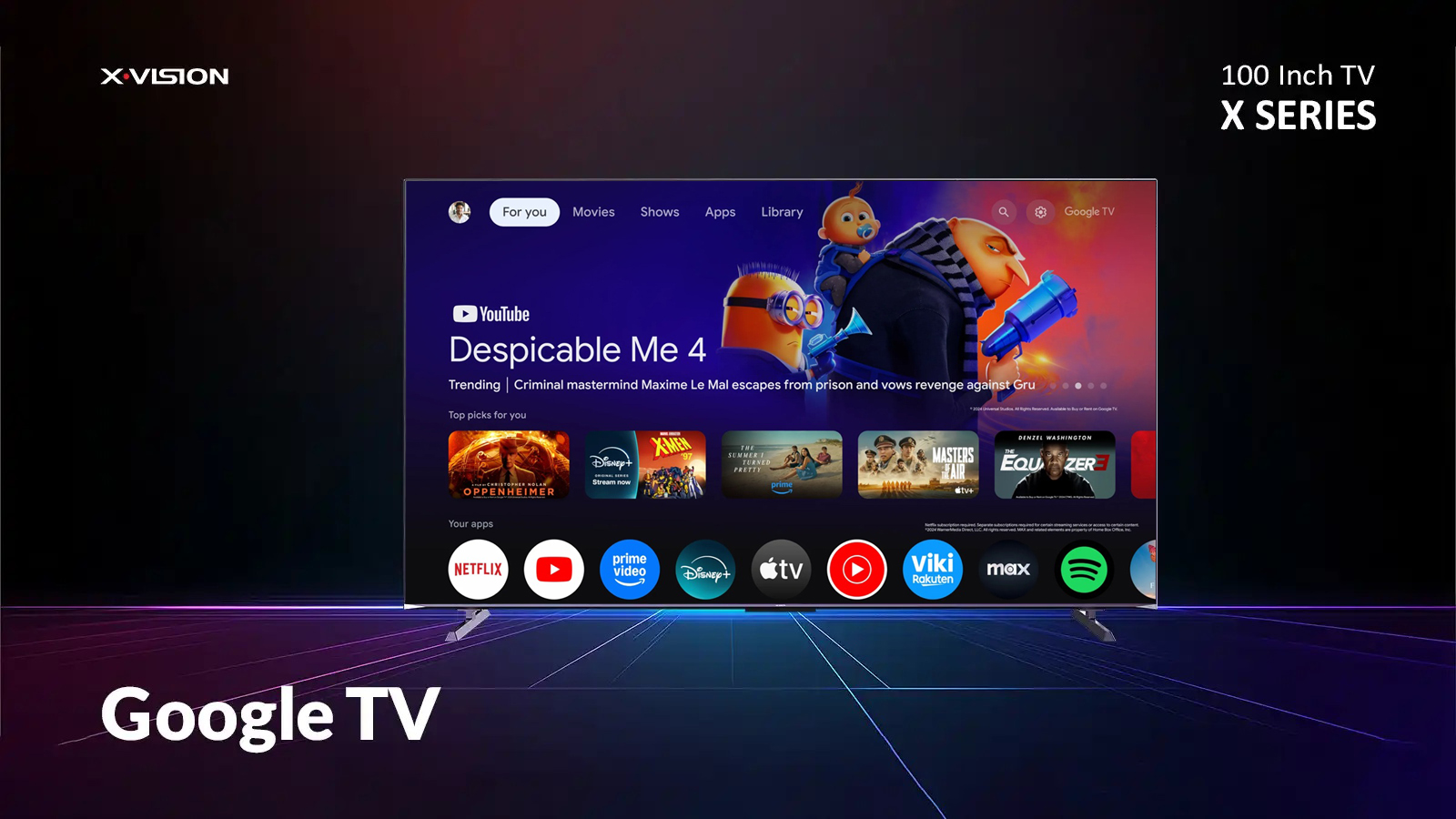 google TV در تلویزیون 100 اینچ